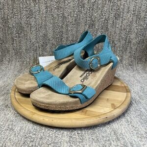 Papillio by Birkenstock Soley Women's Sz 8 EU 39 Embossed Wedge Sandals Bay Blue
